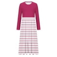 thumbnail image 4 of Vacation Dresses Women's Fall Long Sleeve Maxi Dresses 2024 Casual Crew Neck Flowy a Line Wedding Guest Dress with Pockets S-193 Hot Pink-A S, 4 of 5