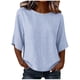 thumbnail image 2 of Neewe Women's Summer Casual Crewneck Half Sleeve T-Shirts Plain Loose Fit Cotton Linen Basic Tops Tees Blouses, 2 of 8