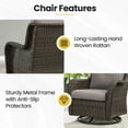 thumbnail image 4 of Planntonneo 3 Piece Wicker Patio Furniture Sets, Outdoor Swivel Rocking Chairs Set of 2 with 5-inch Thick Cushions and Rattan Side Table for Deck Porch Pool, Brown/Grey, 4 of 8