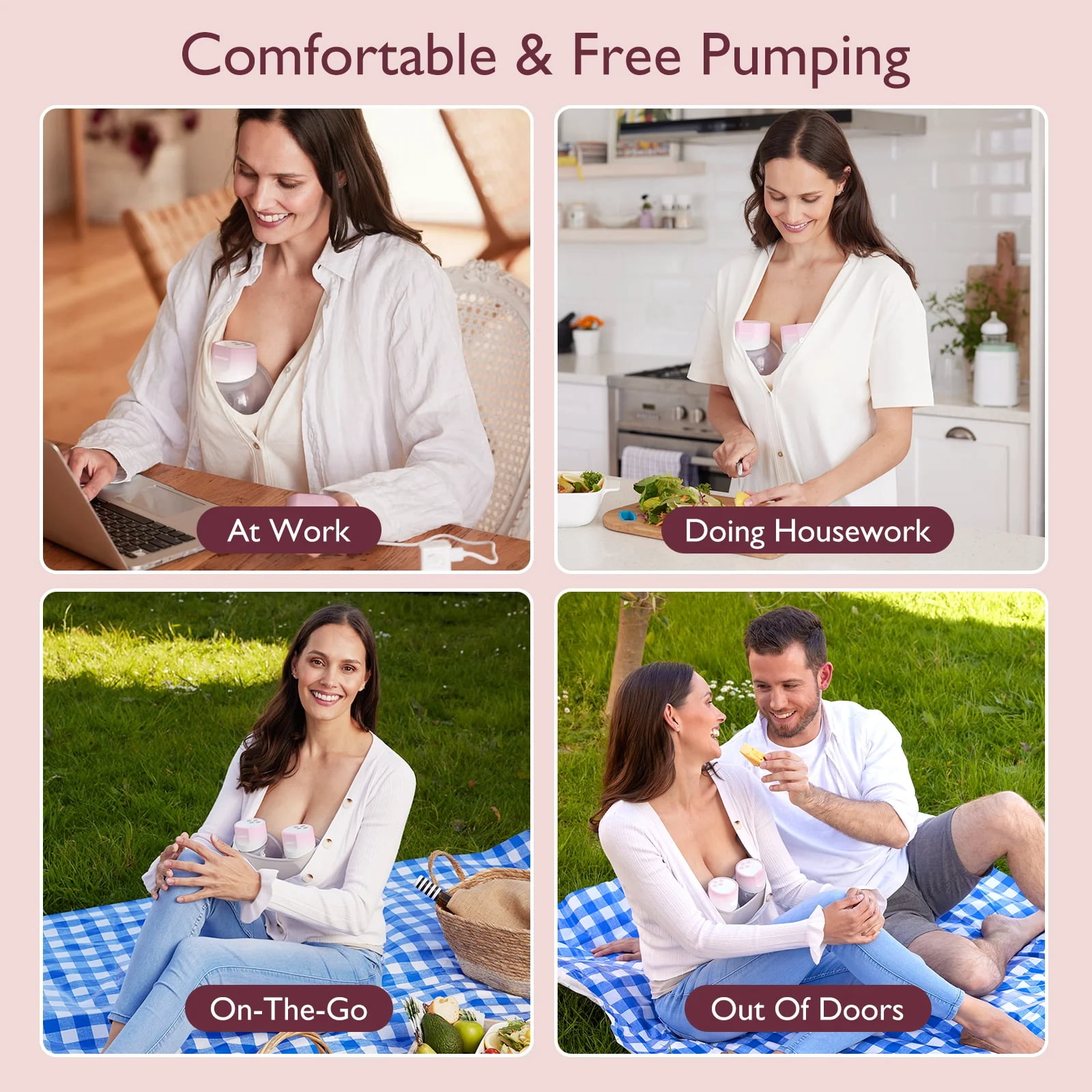 Momcozy S12 Pinky Pro Electric Hands Free Breast Pump Wearable, 24mm 1 Pack Pink