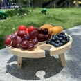 thumbnail image 4 of Wooden Picnic Table 2 In 1 Picnic Table Creative Collapsible Beach Wine Table For Garden Travel Camping, 4 of 10