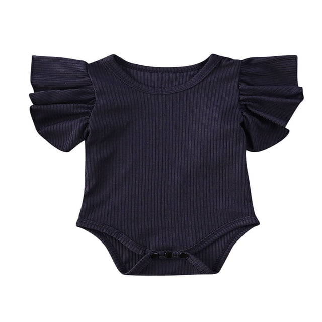 Newborn Baby Girl Basic Ruffle Sleeve Romper Clothes
