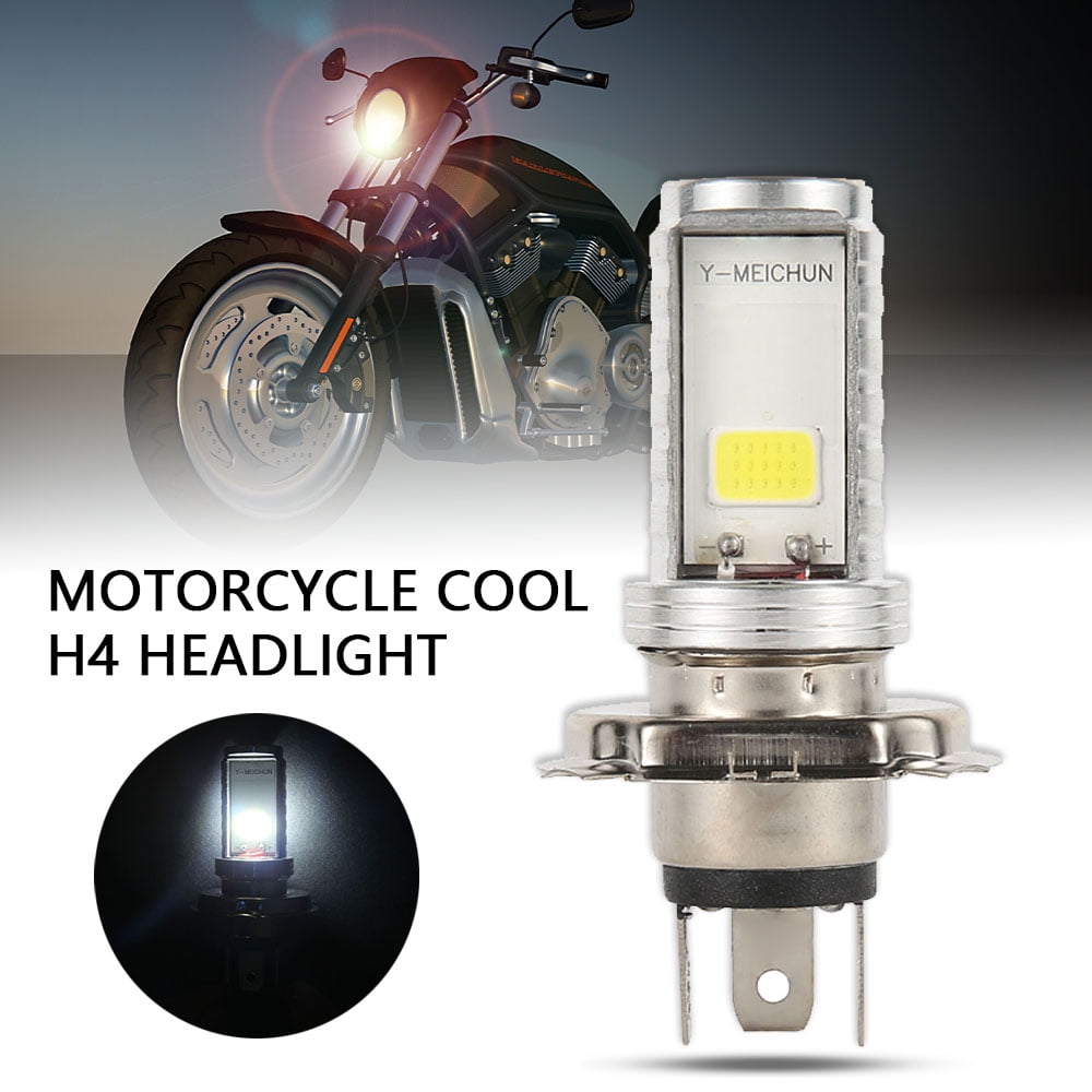 One 12W 6500K Motorbike ATV Headlight H4 COB LED Hi/Lo Headlamp Xenon White Bulb