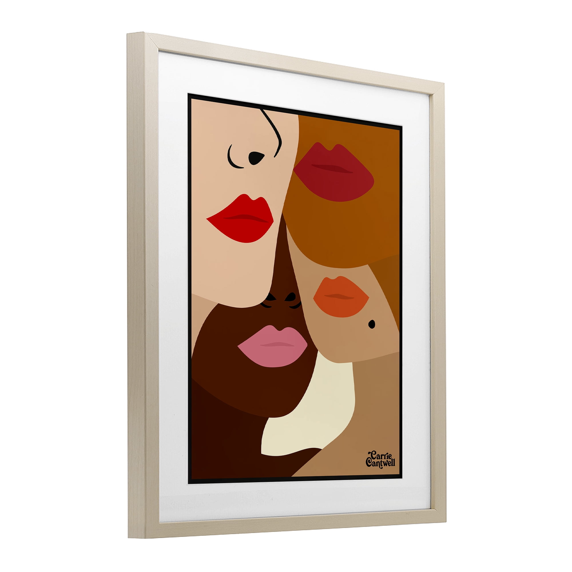 Many Faces of Women Birch Framed Print Under Glass, design by Carrie Cantwell