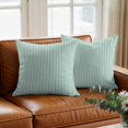 thumbnail image 3 of Throw Pillow Covers 20x20 Inch, Teal Green Botanical Decorative Pillow Cases for Couch Sofa Bed, Farmhouse Modern Striped Leaf Cotton Linen Square Home Decor Pillowcases with Hidden Zipper, 3 of 6