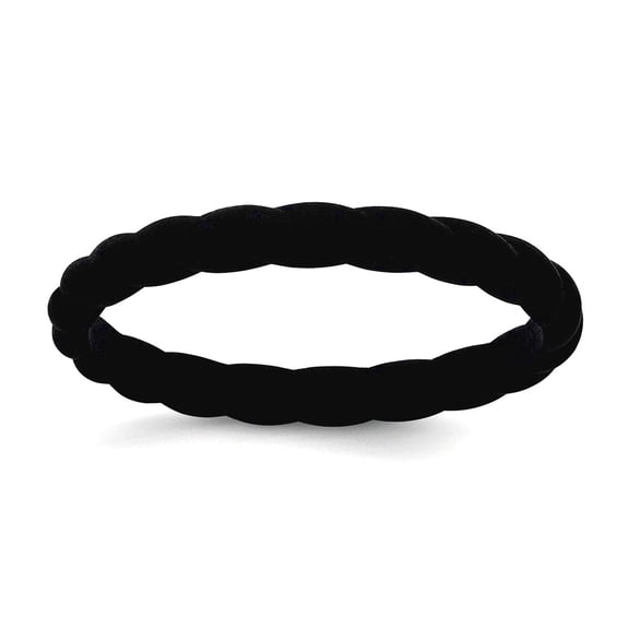 Silicone Black 3mm Braided Band Size 10 Ring for Women and Men