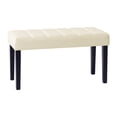 thumbnail image 4 of CorLiving California Faux Leather Square Tufted Bench with Wood Legs, White, 4 of 8