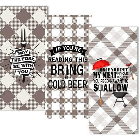 

BBQ Grilling Funny Kitchen Towels Gifts for Husband Funny Cooking Dish Towels Novelty Birthday Gifts for Men Husband Dad Boyfriend Best Friend