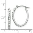 thumbnail image 4 of 14k White Gold Diamond Fascination Oval Hinged Hoop Earrings - 19mm Natural Diamonds, 4 of 6