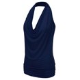 thumbnail image 2 of Women's Lightweight Casual Halter Neck Draped Backless Top NAVY S, 2 of 5