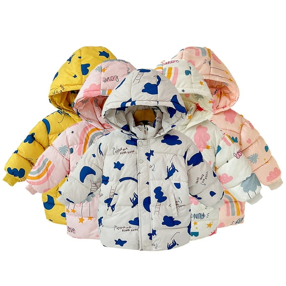 Godderr Newborn Kids Hooded down Coat Autumn and Winter Warm Cartoon Coat Premium Zipper Hooded Puffer Cotton Coat for Boys Girls