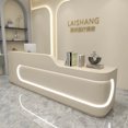 thumbnail image 2 of Front Reception Desk Study Shop Counter Salon Service Desk Rostrum Modern Executive Scrivania Bianca Legno Wood Furniture My Lux Decor Round, 2 of 7