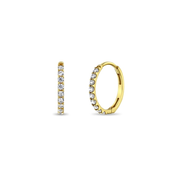 14k Gold Clear Cubic Zirconia Kids / Children's / Girls Earrings Hoop