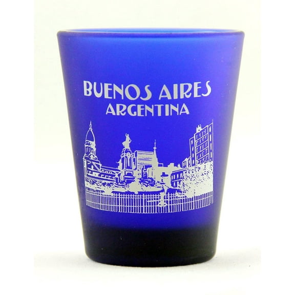 Buenos Aires Argentina Cobalt Blue Frosted Shot Glass