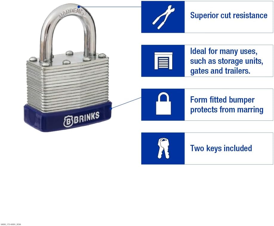 Brinks Laminated Steel 40mm Keyed Padlock with 7/8in Shackle, 2 Pack - image 3 of 9