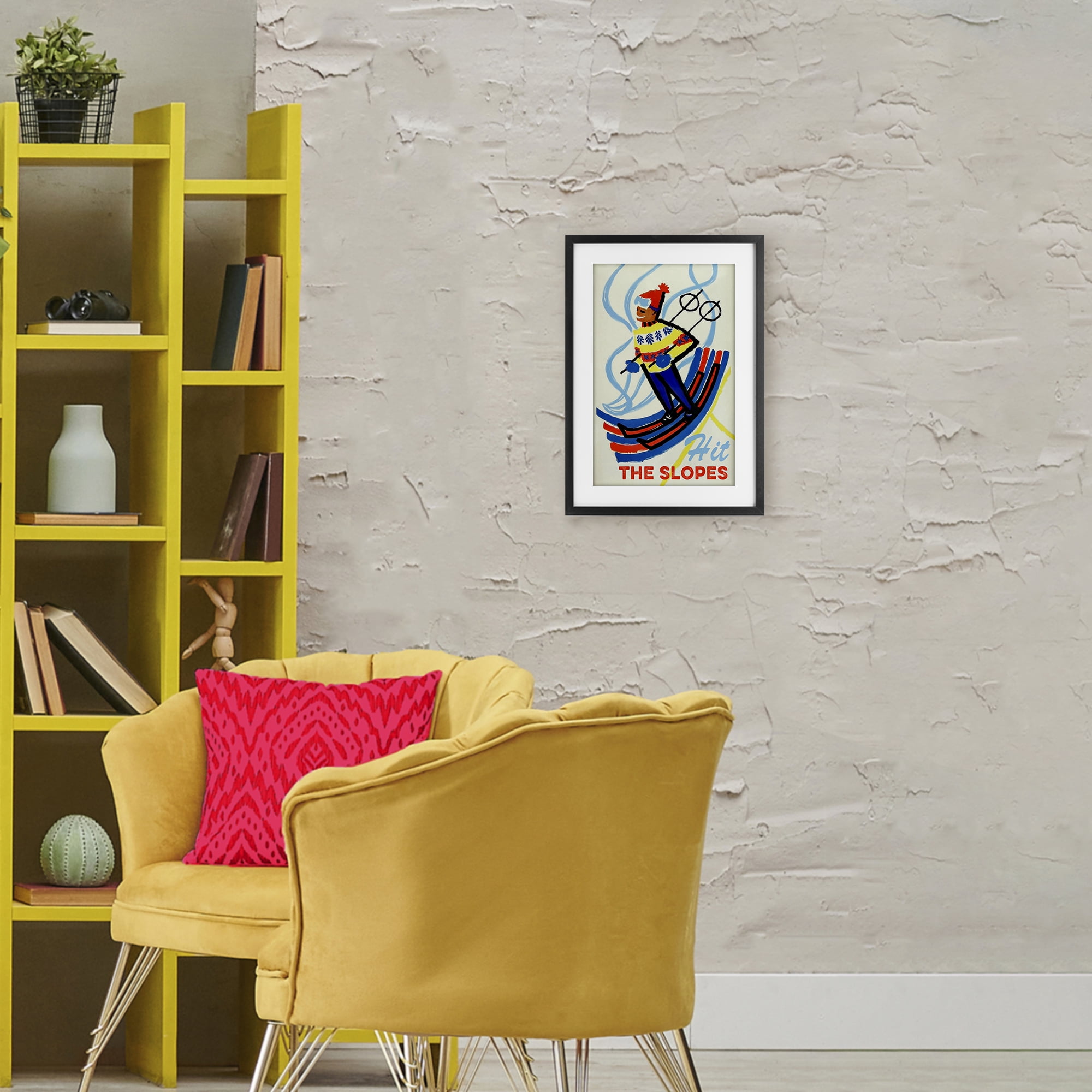 Stupell Industries Vintage Hit The Slopes Black Framed Print Under Glass, design by Grotto Studios