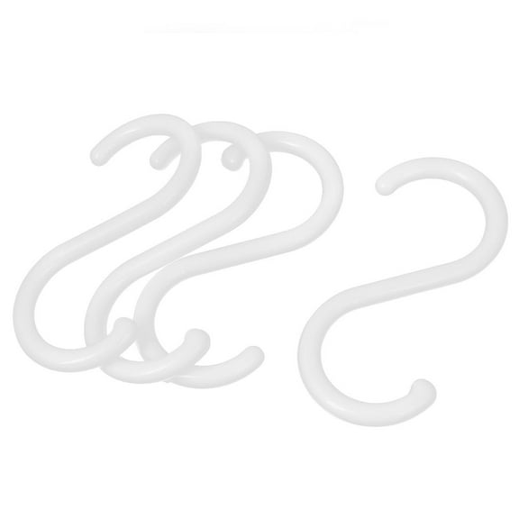 Uxcell Home White Plastic S Shaped Shirt Towel Dress Clothes Hanger Hook 4PCS