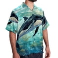 thumbnail image 2 of Whale Men's Casual Printed Button Down Short Sleeve Summer Beach Shirt, Unisex, 2 of 6