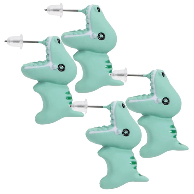 Aretes de Dinosaurios VentDepot EarringDinosaur01 2Pzas Dinosaurio Tuerca Verde Silicona