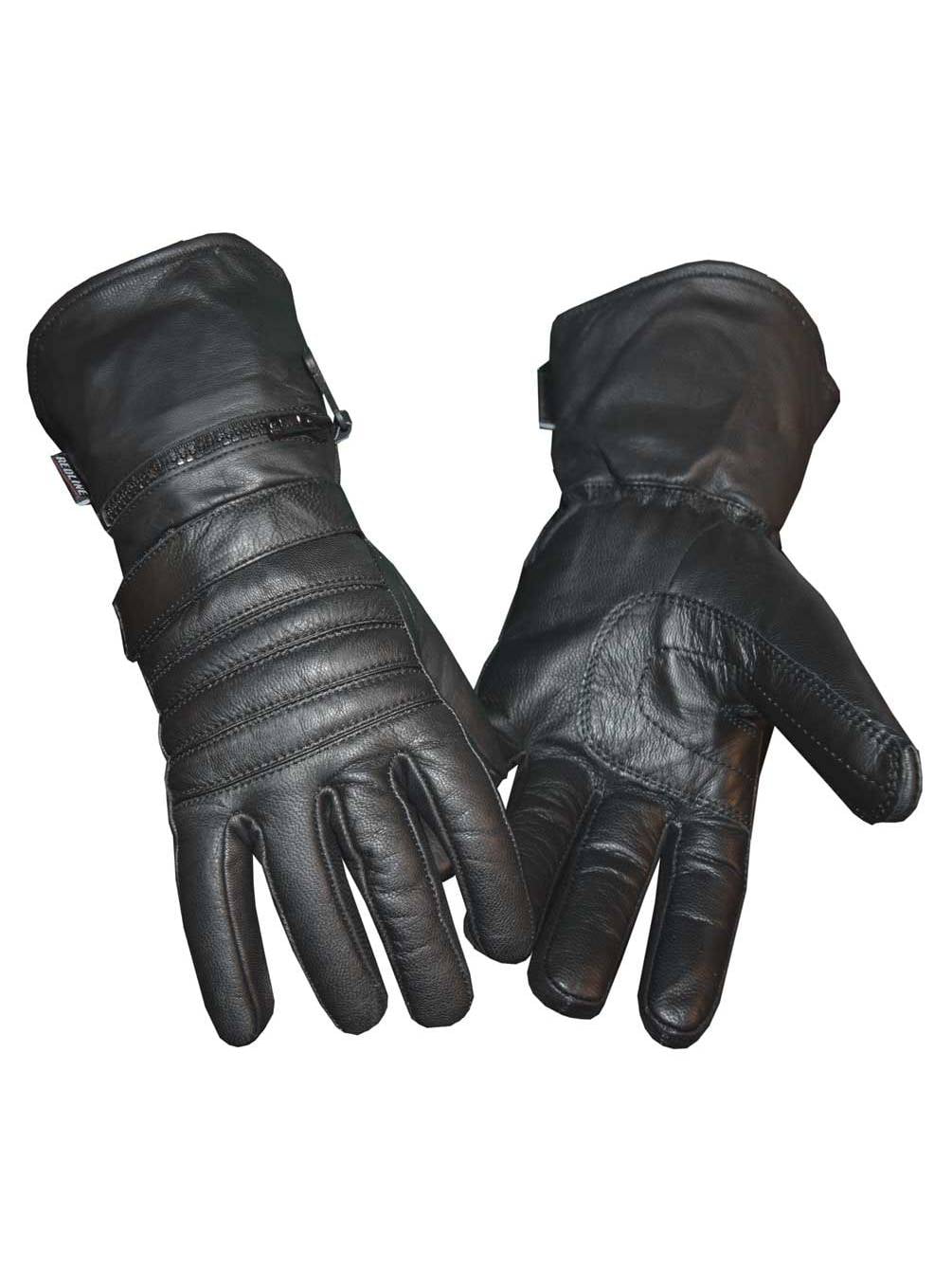 Motorcycle Leather Gauntlet Riding Gloves With Rain Cover XL 