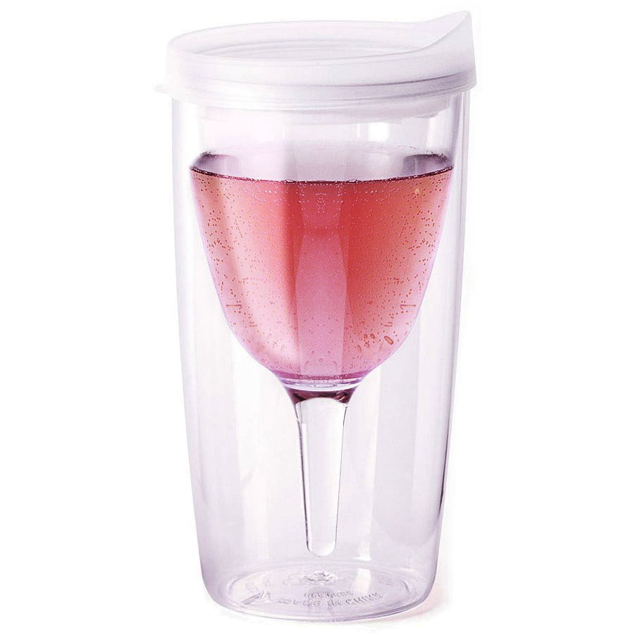 Vino2Go Blue Acrylic Insulated Wine Tumbler with Slide Lid 10 Ounce