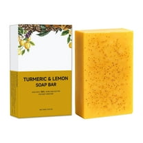 Turmeric and Lemon Soap Bar, Turmeric Soap Bar for Dark Spot Removal, Natural Turmeric Handmade Soap for Face and Body, Organic Use Skin Care Soaps, Deep Cleans the Skin and Provides Moisturizing