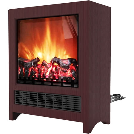 Cambridge Electric Fireplace 15  Freestanding Portable Space Heater  Realistic Log Flame Effect  1350W  CSA Approved Safety   Mahogany - CAM15FSFP-1MAH