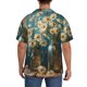 thumbnail image 3 of Balery Delicate White Daisy Jars Camisa Casual de Manga Corta con Botones para Hombre, Texturizada, Estilo Cubano, para Playa, Verano-X-Large, 3 of 5