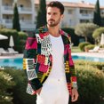 thumbnail image 4 of HELLHERO Irregular Geometric Patterns Polyester Sports Coat with Slim Fit, Button Single Button Mens Blazer Jackets for Work, 4 of 8