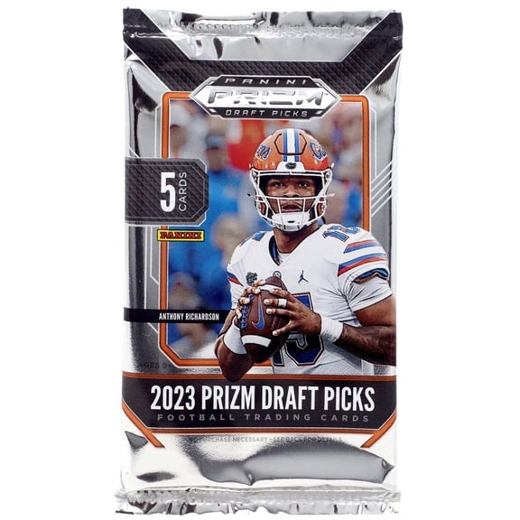 Collectible NFL Panini 2023 Prizm Collegiate Draft Picks Football Trading Card BLASTER Pack (5 Cards)