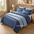 thumbnail image 2 of Regency Heights Twin/Twin XL Comforter Set with Quilt Coverlet, 4-Piece Bed in a Bag Navy Solid Bedding Set with Quilted Bedspread and Shams, Layered Bedding Bundle for All Season, 2 of 13