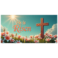 thumbnail image 2 of Religious Theme Easter Banner with Cross Lily Decors He is Risen Background Party Supplies Photography Props Church Events Celebrations Decorations, 2 of 4