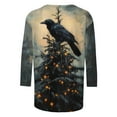 thumbnail image 4 of Feancey Women's Plus Size Christmas Shirts Dressy Trendy Xmas Tree Print 3/4 Sleeve Tops Holiday Casual Round Neck Loose Blouse Elegant Party Tees Black 4XL, 4 of 5