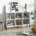 6 Cube Bookshelf 2-Tier Wood Open Bookcase with Elevated Metal Legs 5-Position Adjustable Anti ...
