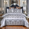 thumbnail image 6 of LYANAN Luxurious European Wedding High End Jacquard King Size Bedding Set  Royal American Satin Double Duvet Cover Set for Queen Bed  220x240 Dimensions, 6 of 7