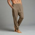 thumbnail image 4 of WTOBBY Men's Casual Drawstring Cuffed Pants with Pockets, Soft Home Sleepwear Lounge Pajama Bottoms for Relaxation, Comfortable Fit,Light Brown M, 4 of 8