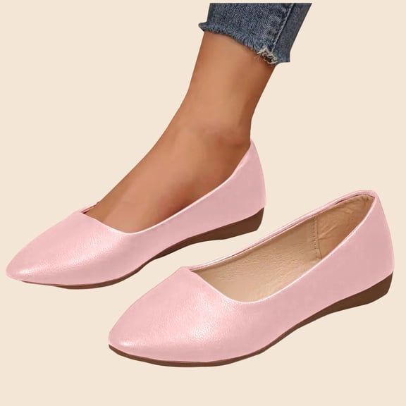 Gamivast Flats for Women Pointed Toe Slip on Flats Low Wedge Dress Shoes Lightweight Casual Shoes for Office Work Travel Daily Outfits Pink 38