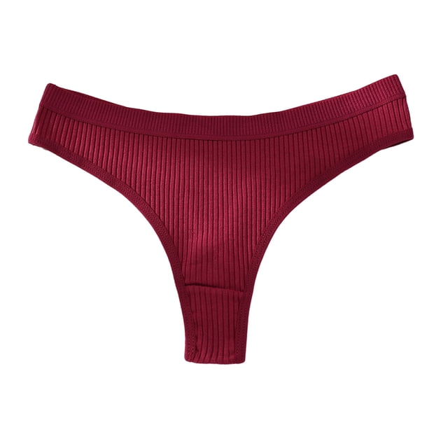 Cotton Thongs for Women Soft Low Rise Sexy T Back Ladies Panties Ribbed No Show Breathable Stretch Underwear