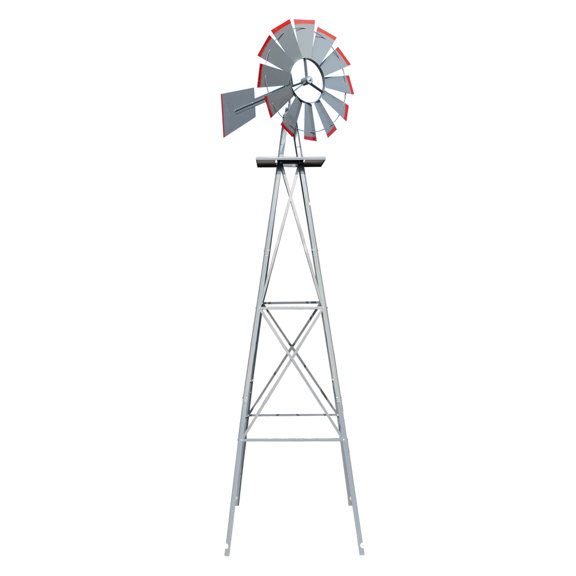 VINGLI 8FT Windmill Garden Decoration Outdoor Weather Vane-Grey