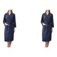 thumbnail image 3 of bedienty KOGOTA Women Water Absorption Bath Robe Solid Waffle Bathrobe Spa Home Dress Nightgown navy blue M 2Set, 3 of 6