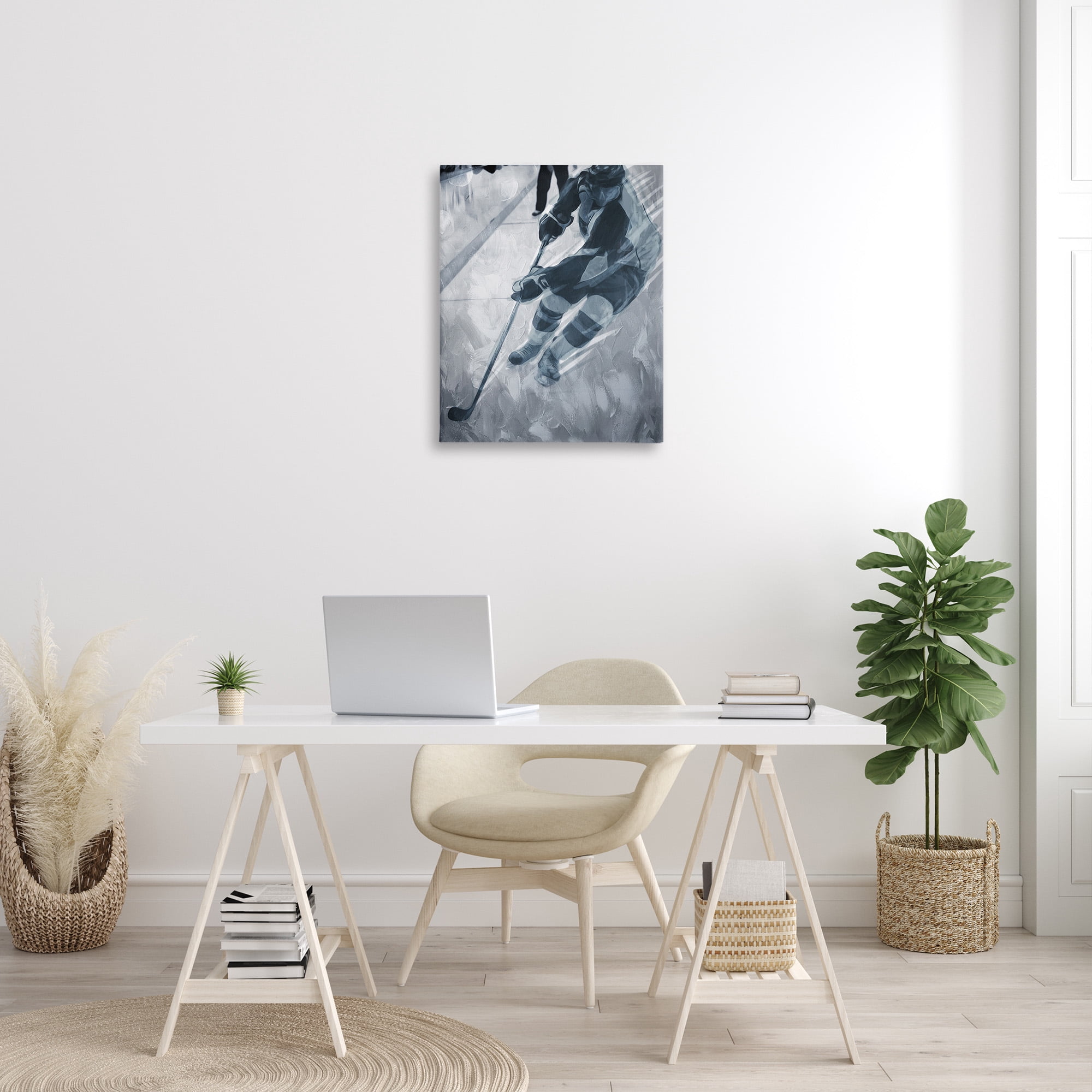 Stupell Industries Abstract Hockey Player Sports Painting Gallery Wrapped Canvas Art Print Wall Art, 24 x 30