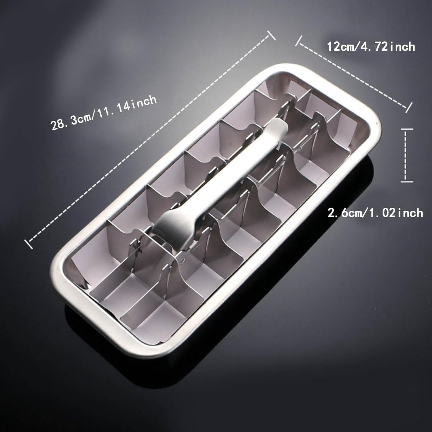 Stainless Steel Ice Cube Trays for Freezer with Easy Lever Release, Durable Metal Ice Cube Mold for Cocktails & Drinks, Reusable Ice Maker for Home, Bar & Kitchen Accessories (2)