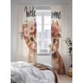 thumbnail image 3 of Cute Cat Sheer Curtains 2 Panels Set Garland Welcome Retro Lihgt Filtering Rod Pocket Voile Drape, Semi Sheer Window Curtains for Bedroom Living Room, 52"x108", 3 of 5