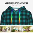 thumbnail image 4 of Haiem Teal On Black Plaid for Men's Fashion Hoodies & Sweatshirts with Kangaroo Pocket,Hooded Sweatshirt with Eye-catching Drawstrings-Medium, 4 of 7