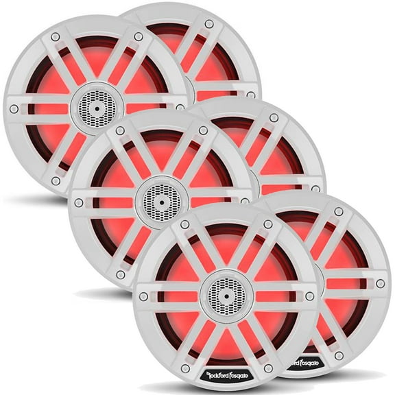 Rockford Fosgate 3 Pair M1-65 M1 Series 6.5” Color Optix Marine 2-Way System- 75 Watts Rms, 300 Watts Peak, White Grilles Included