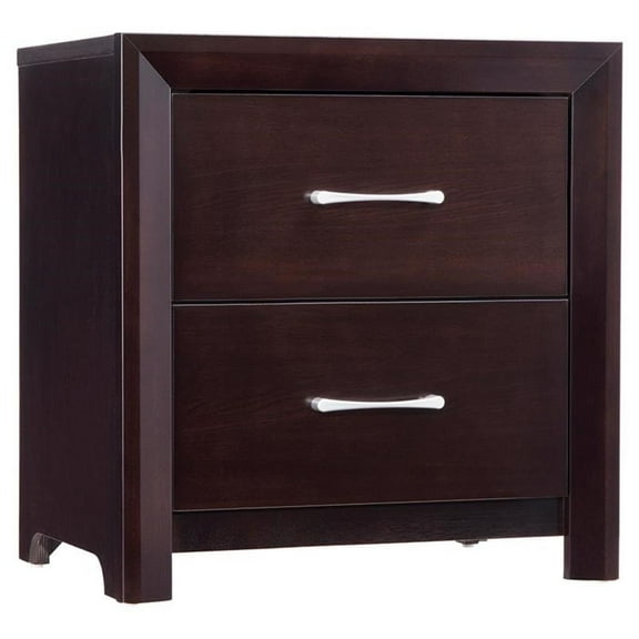 Pemberly Row 2-Drawers Contemporary Wood Nightstand in Espresso