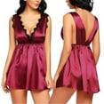 thumbnail image 2 of Lingerie for Women Nightdress for Relaxed Sleepwear with V Neck and Lace Detail Plus Size Sleepwear for Comfort and Hot Pink XL, 2 of 8