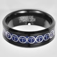 thumbnail image 4 of 8MM Tungsten Rings for Unisex Silver Aries Pettern and Blue Carbon Fiber Inlay Black Tungsten Engagement Wedding Band Polished Beveled Edges Size 7-12, 4 of 5