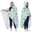 thumbnail image 2 of Wearable Blanket,LightBlue Cartoon Dinosaurs Cacti Pattern Hooded Wearable Flannel Blanket for Adults & Teens with Buckle,Winter Poncho Shawl Wrap Cape,50"x60", 2 of 5