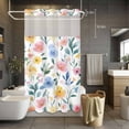 thumbnail image 5 of Spring Floral No Hooks Shower Curtain with Snap-in Liner Colorful Flower Watercolor Rustic Farmhouse Romantic Shower Curtains for Bathroom, Waterproof, Easy Install, Washable 54"x78", 5 of 9